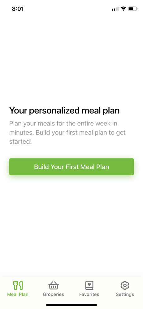 Mealime Meal plan screenshot