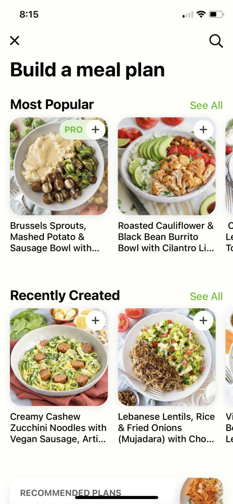 Mealime Select meals screenshot
