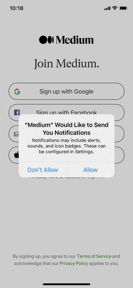 Medium Enable notifications screenshot