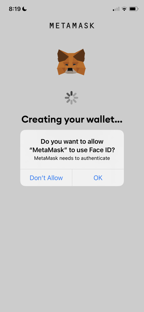 MetaMask Enable Face ID screenshot
