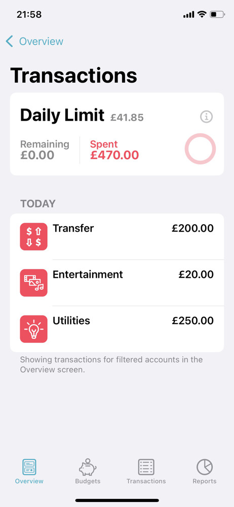 MoneyCoach Transactions screenshot