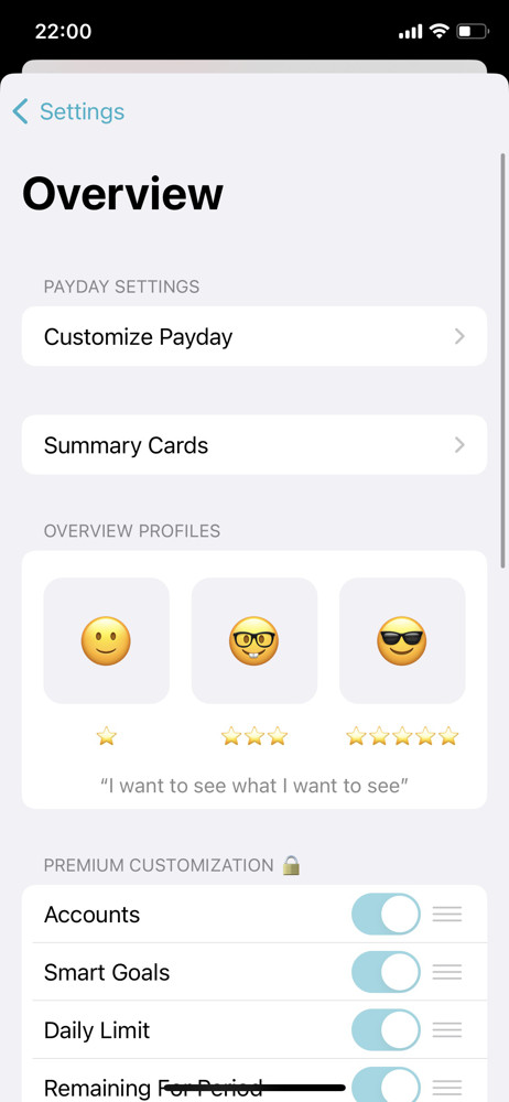 MoneyCoach Customize appearance screenshot