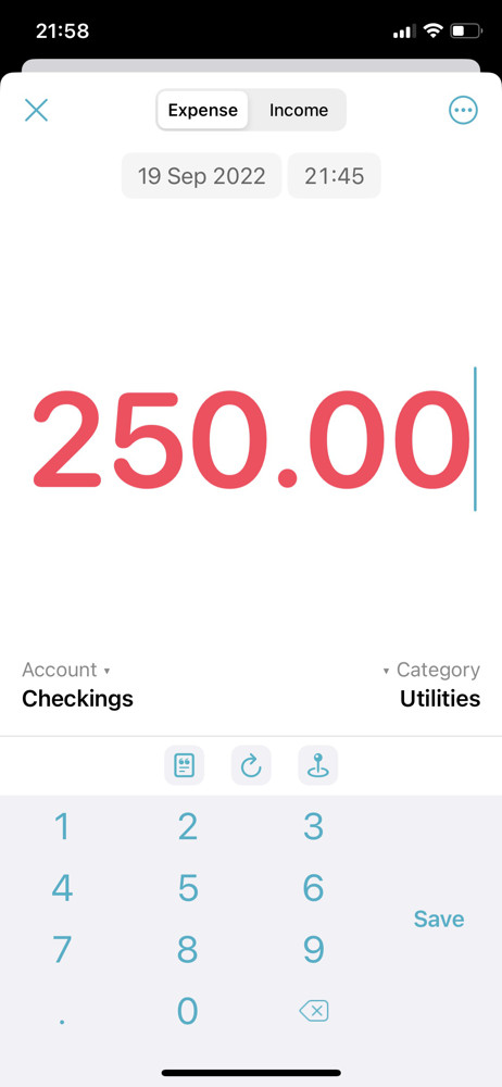 MoneyCoach Set amount screenshot