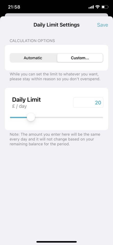 MoneyCoach Set limit screenshot