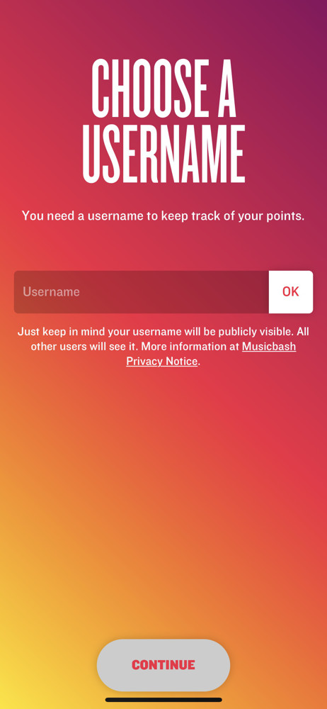 Music Bash Set username screenshot