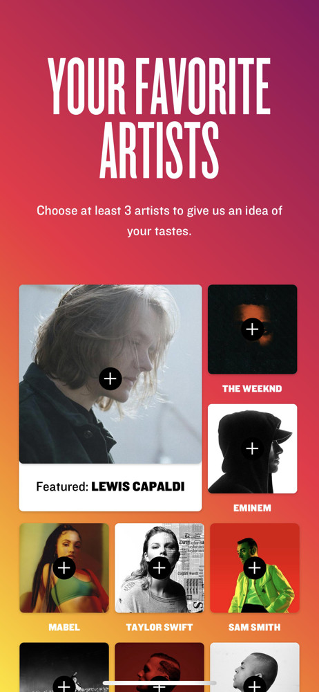 Music Bash Select interests screenshot