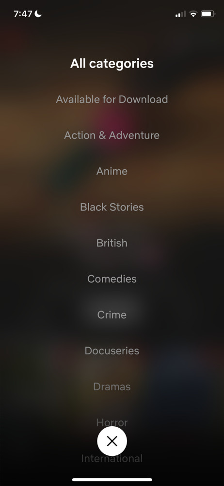 Netflix Categories screenshot