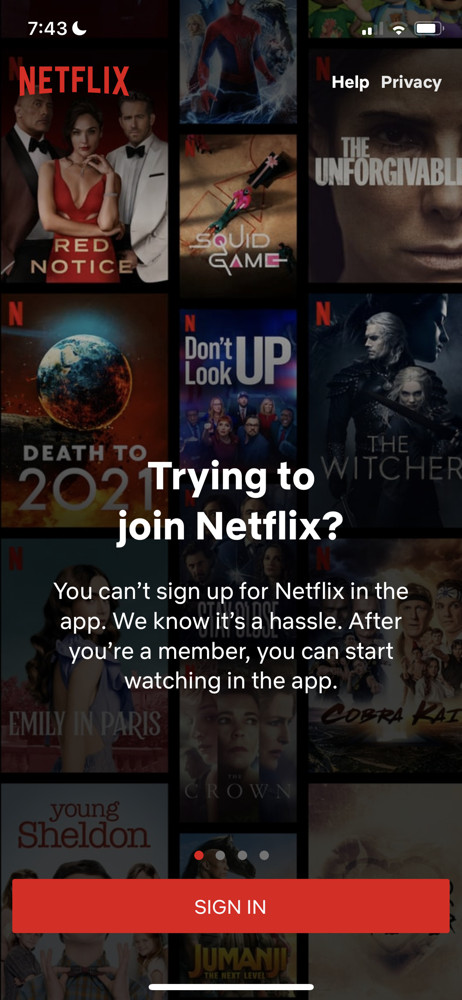 Netflix Welcome slides screenshot