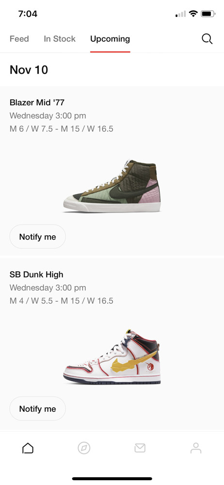 Nike SNKRS Upcoming screenshot