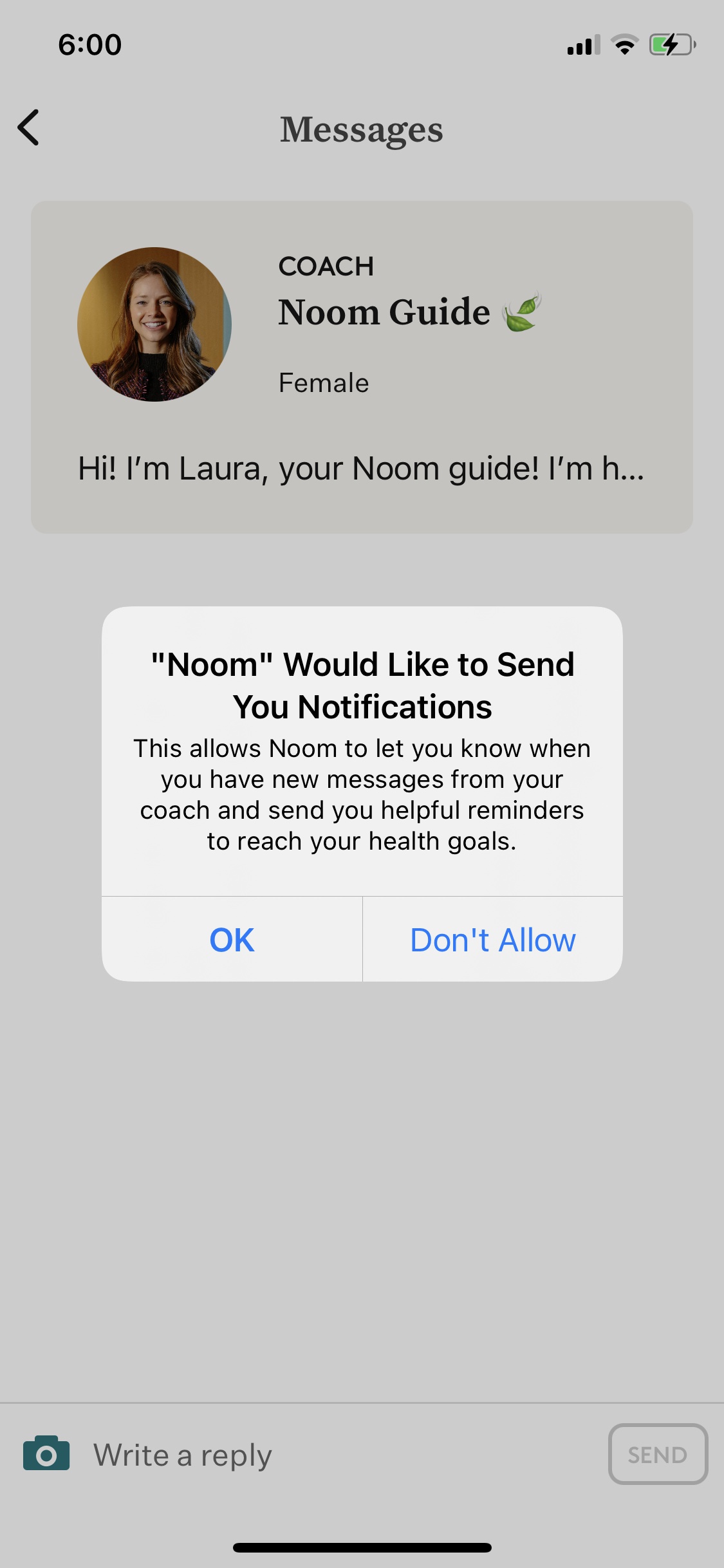 Screenshot of Noom - Enable notifications
