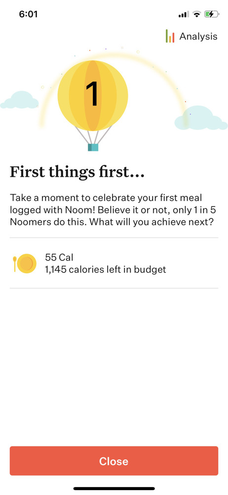 Noom Meal tracked screenshot