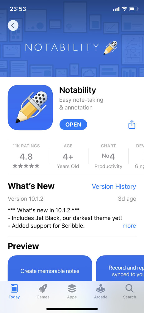 Notability App store listing screenshot