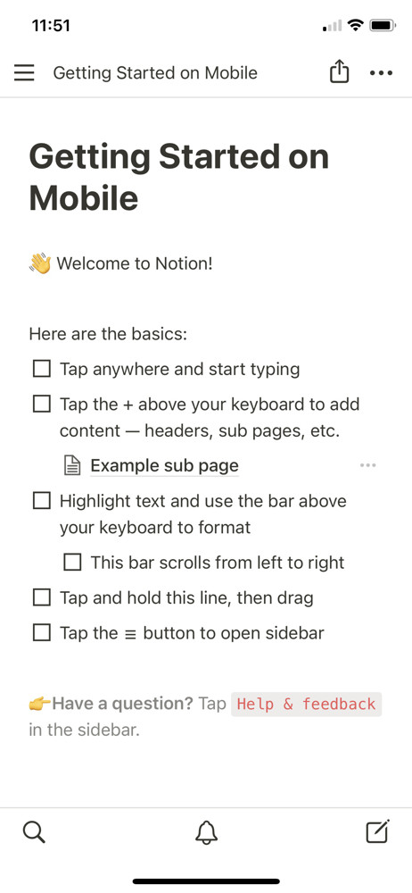 Notion Document editor screenshot