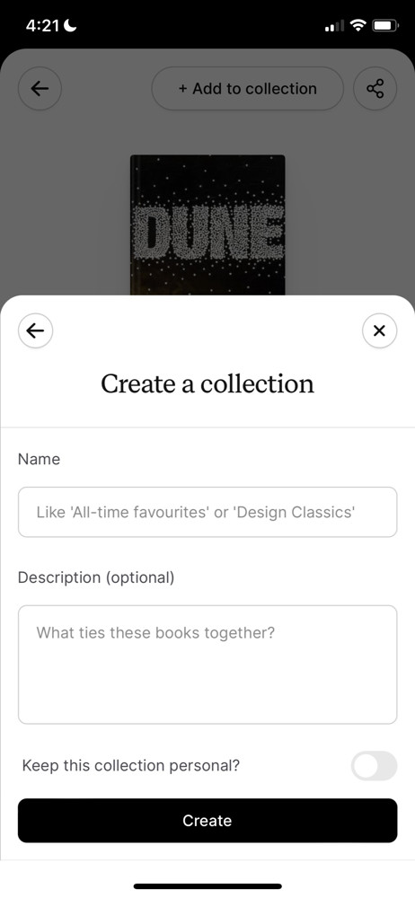 Oku Create collection screenshot