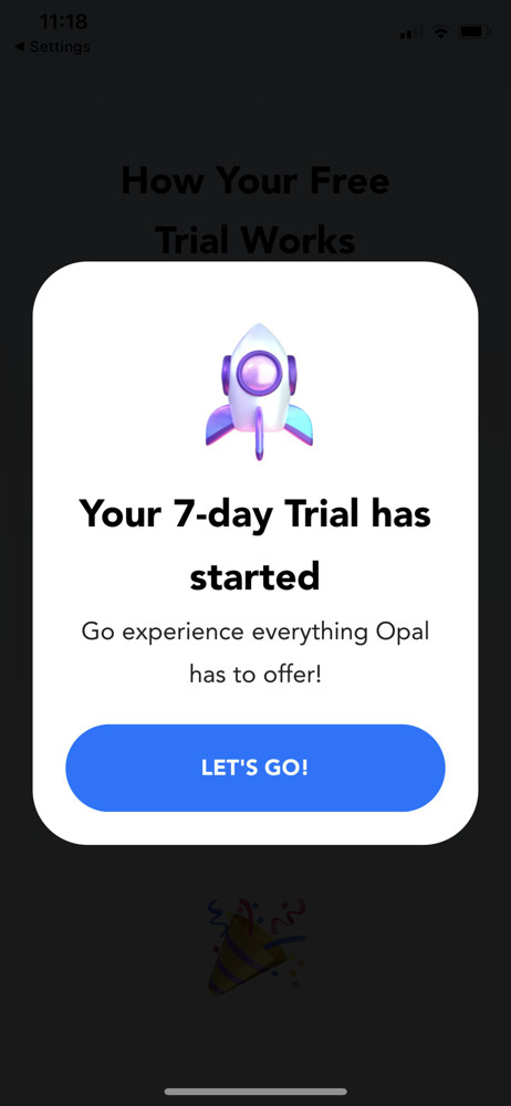 Opal Trial started screenshot
