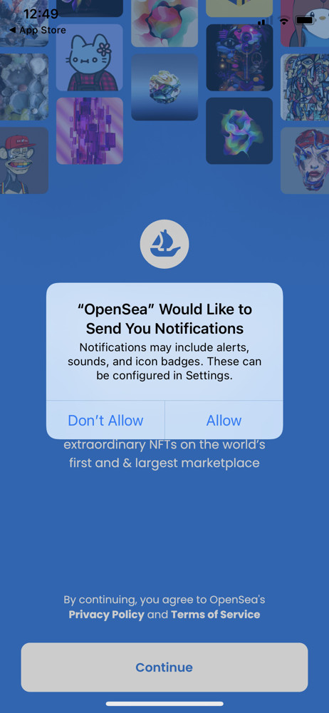OpenSea Enable notifications screenshot