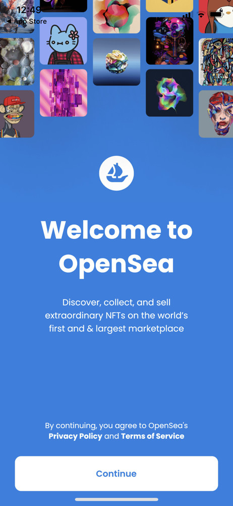 OpenSea Start screen screenshot