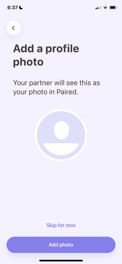 Paired Add profile image screenshot
