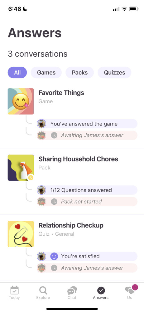 Paired Answers screenshot