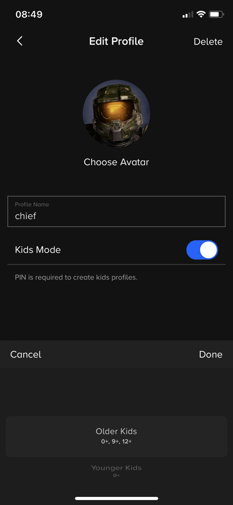 Paramount+ Select account type screenshot