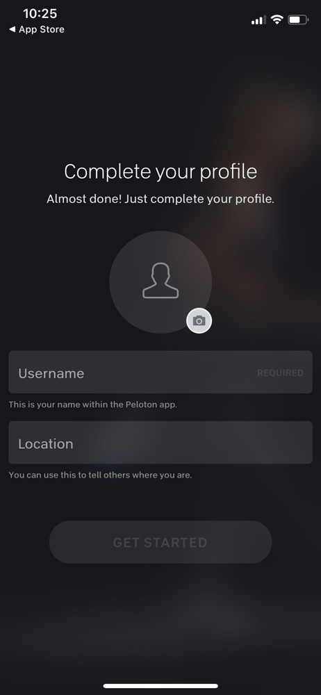 Peloton Create profile screenshot