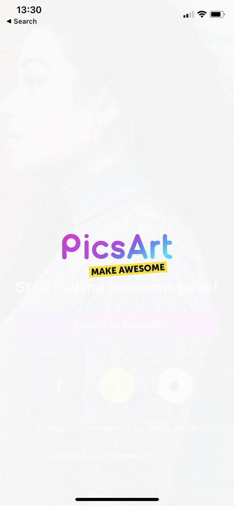 PicsArt Splash screen screenshot