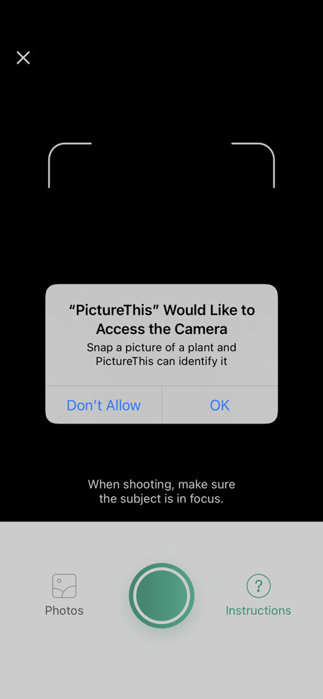 PictureThis Enable camera screenshot
