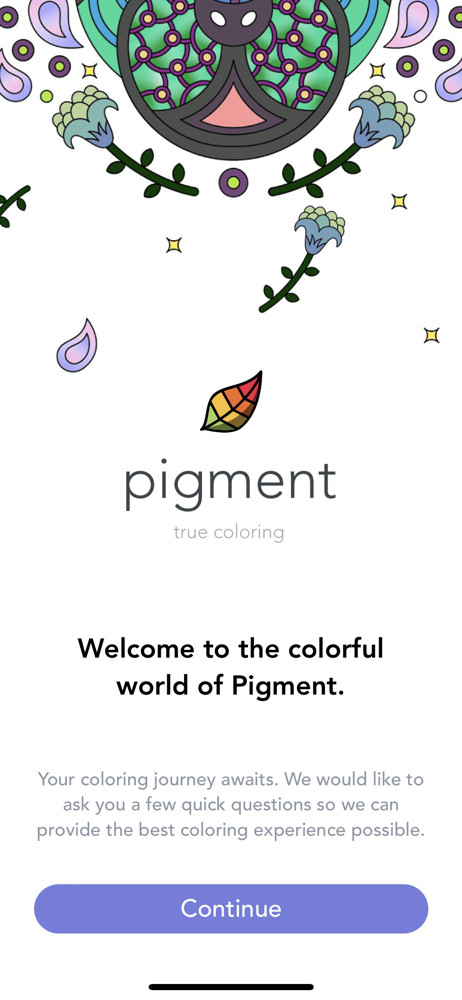 Pigment Start screen screenshot