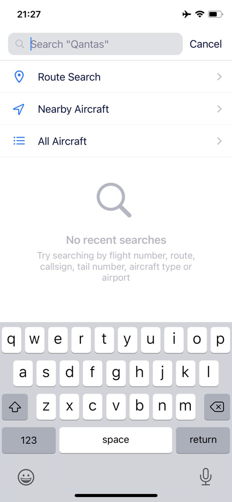Plane finder Search screenshot