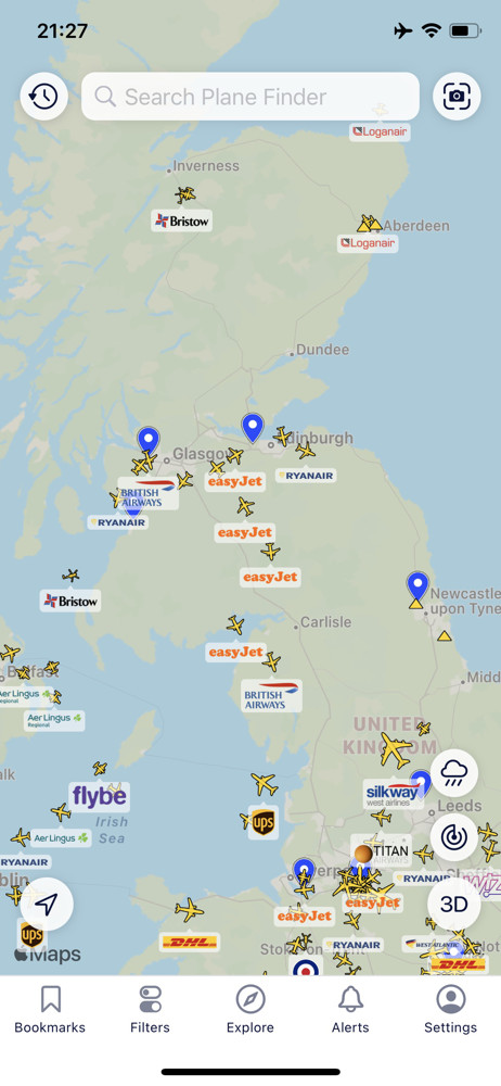 Plane finder Map screenshot