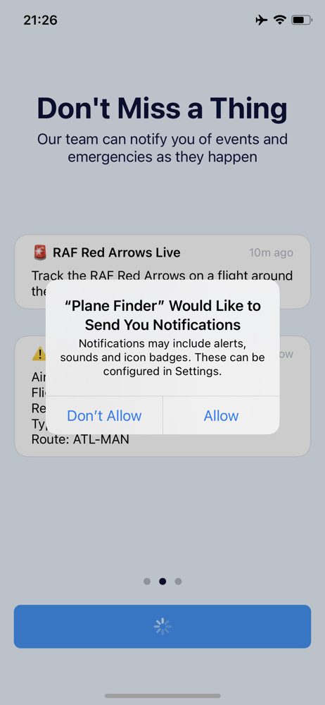 Plane finder Enable notifications screenshot