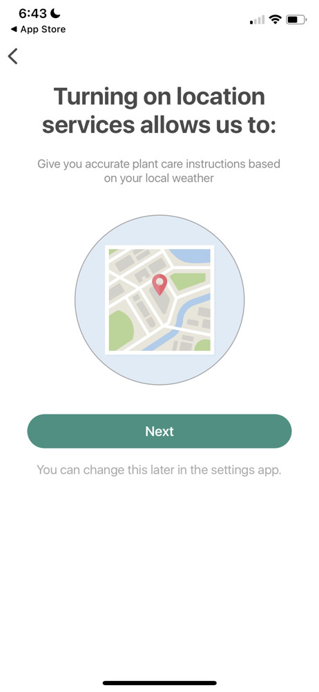 Planta Enable location services screenshot