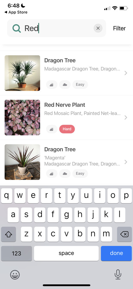 Planta Search results screenshot