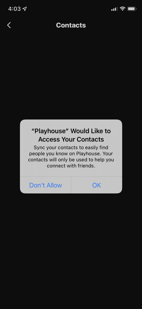 Playhouse Allow contact access screenshot