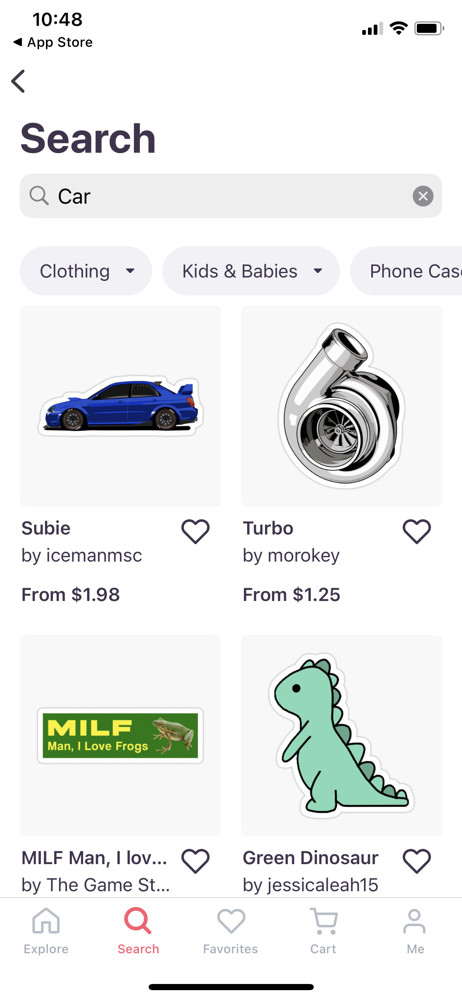 Redbubble Search results screenshot