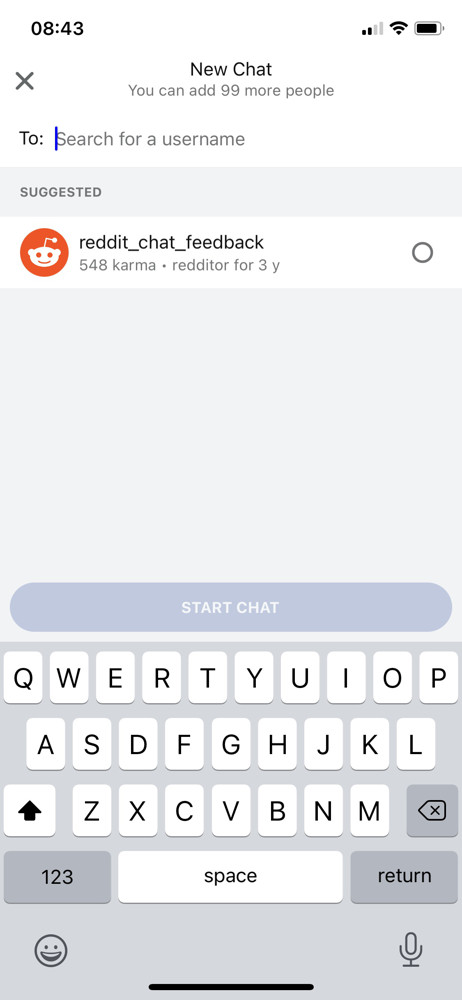 Reddit Start chat screenshot