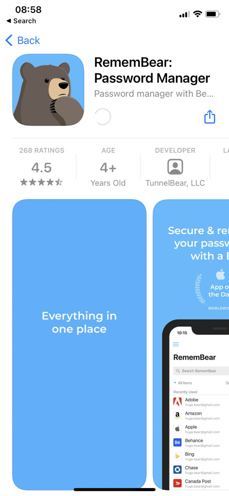 Remembear App store listing screenshot