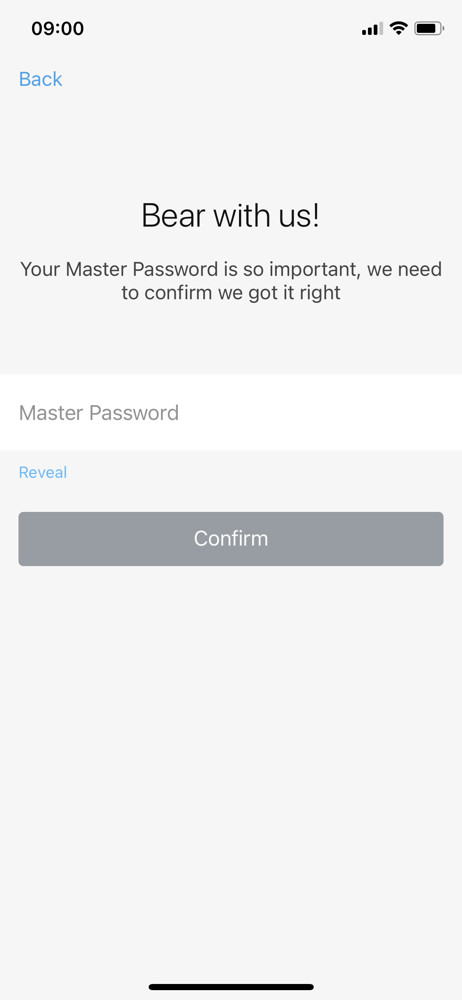 Remembear Confirm password screenshot