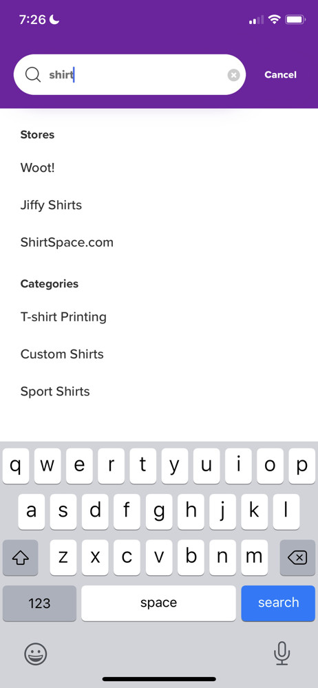 RetailMeNot Search results screenshot