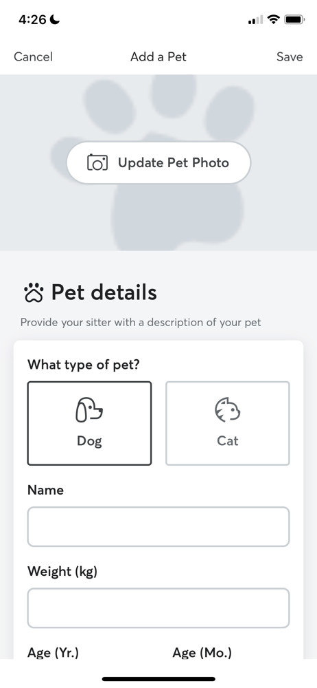 Rover Add pet screenshot
