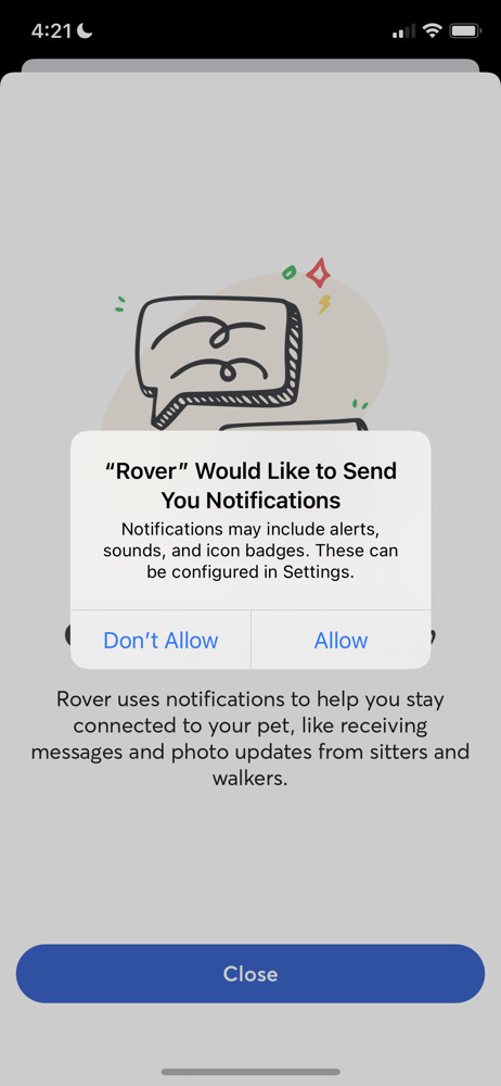 Rover Enable notifications screenshot
