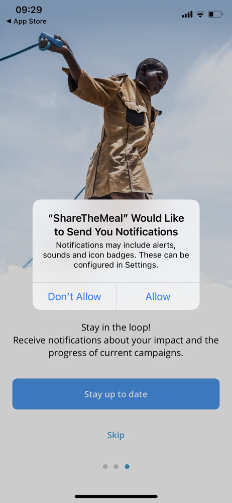 ShareTheMeal Enable notifications screenshot