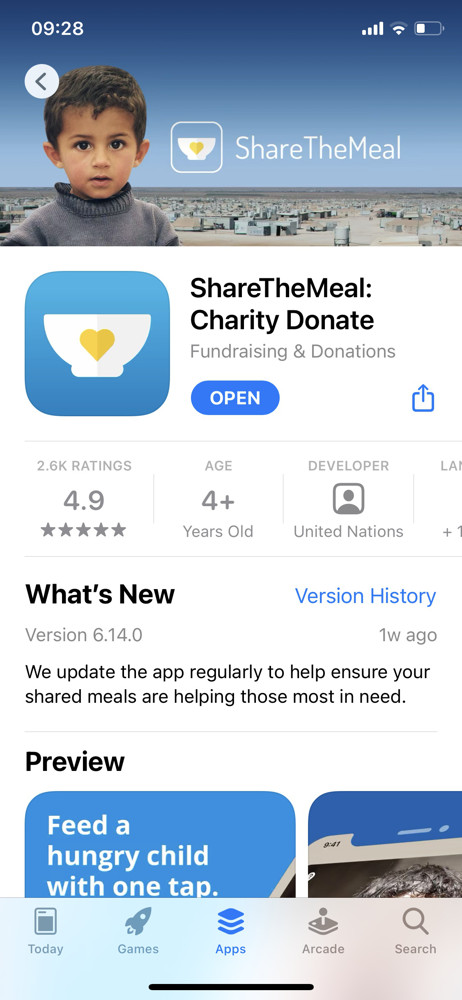 ShareTheMeal App store listing screenshot