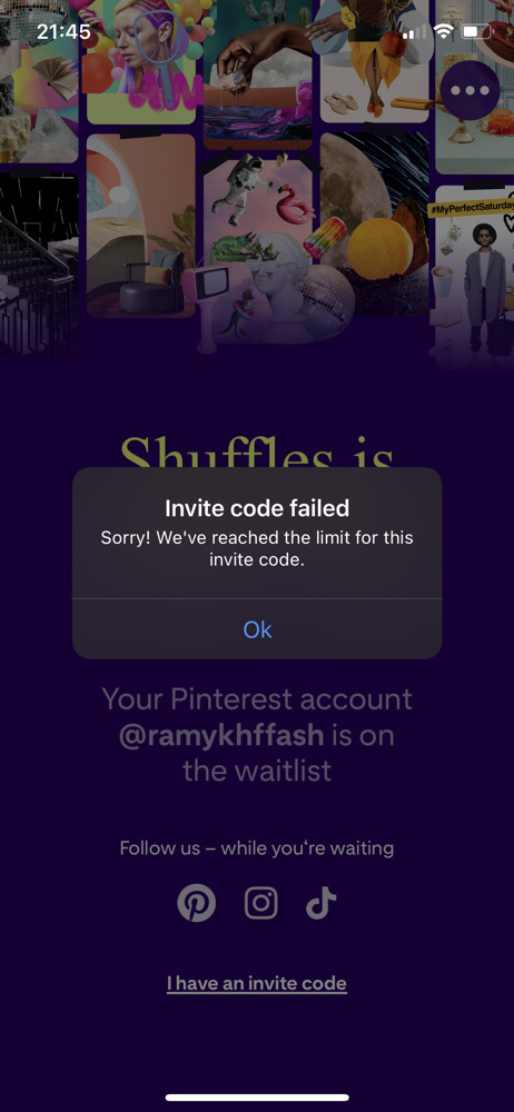 Shuffles Code invalid screenshot