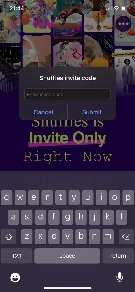 Shuffles Enter invite code screenshot