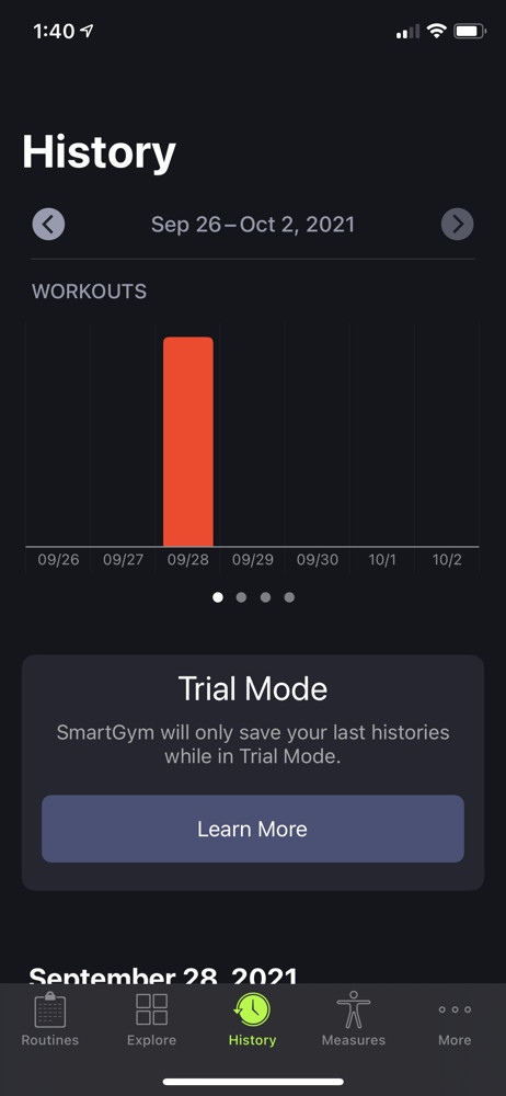SmartGym History screenshot
