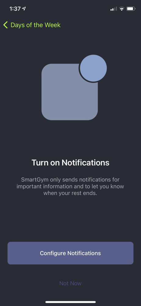 SmartGym Enable notifications screenshot