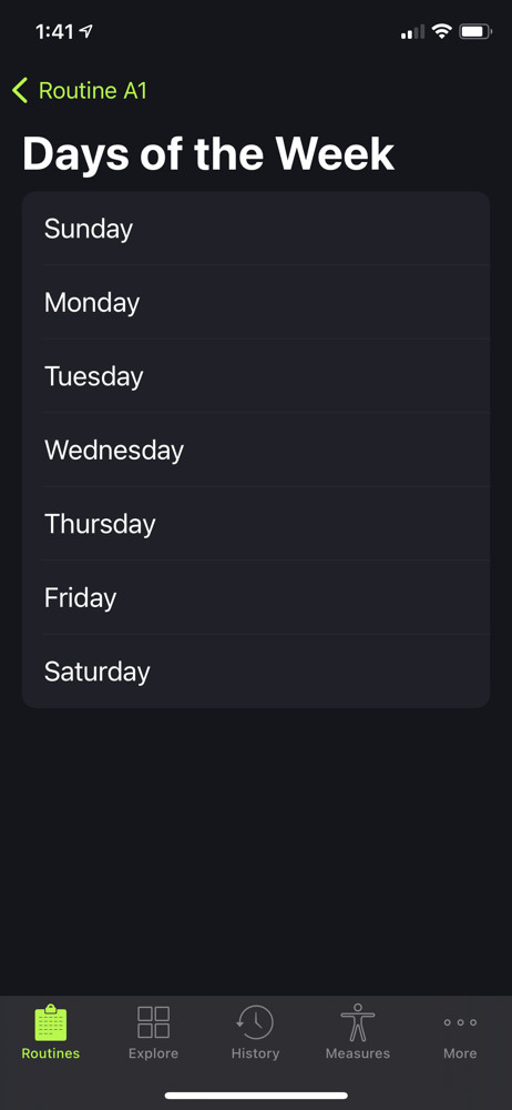 SmartGym Select days screenshot