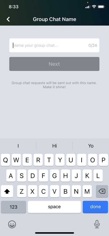 Smule Set group chat name screenshot