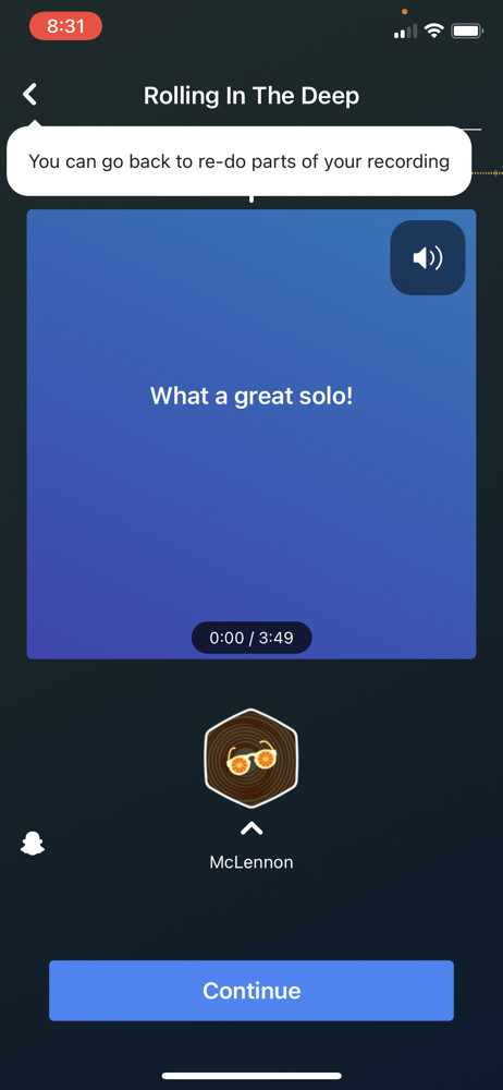 Smule Recording complete screenshot